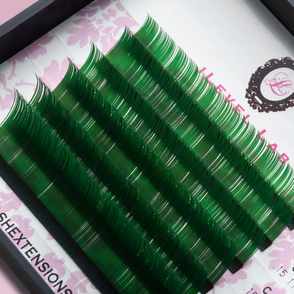  green lashes, green color lashes, green color volume lashes, color eyelash extensions, colored lash extensions, colour lash extensions, colour eyelash extensions, colour lashes 