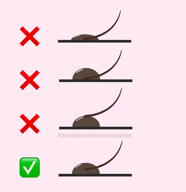 What is the correct way to dip the lash extension in the adhesive/glue