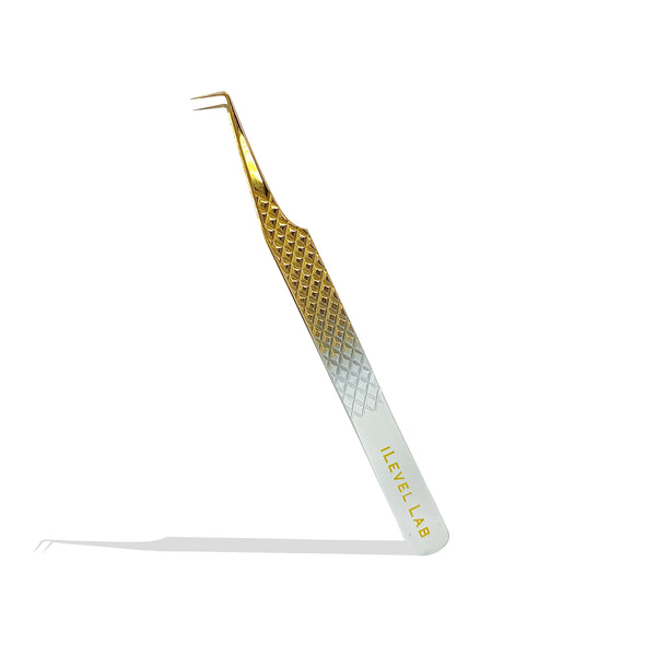 fiber tip lash tweezers for volume lashes, diamond grip lash extension tweezers, angled lash tweezers for mega volume fans, non slip lash extension tweezers for fan pickup, precision lash tweezers for handmade fans, professional lash extension tweezers for volume application