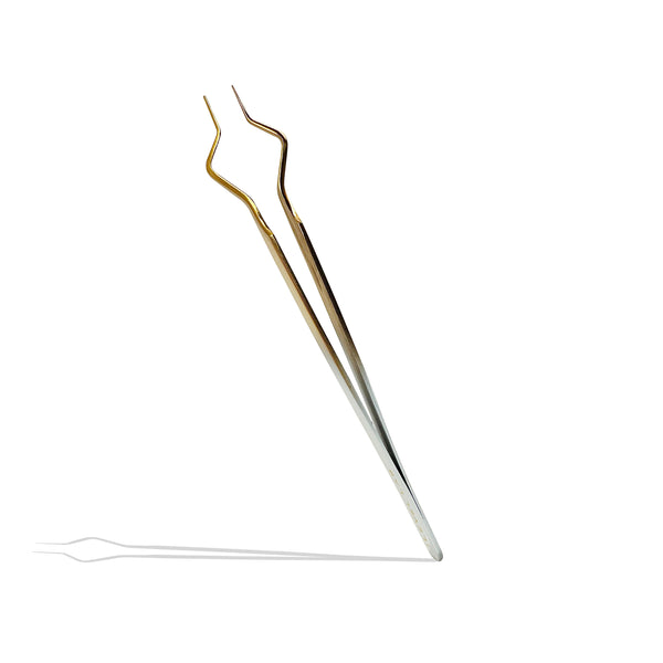 lash extension isolation tweezers, slim angled lash tweezers, professional lash tools, flat finish tweezers, lightweight lash tweezer, precision isolation lash tweezers