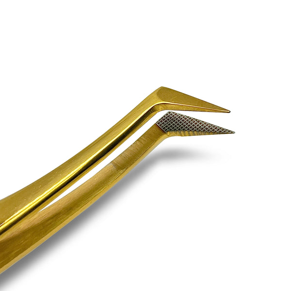 fiber tip lash tweezers, 45 degree volume lash tweezers, professional lash extension tweezers, flat handle tweezers, handmade fan tweezers, volume lash pickup tweezers, volume fan pickup tweezers