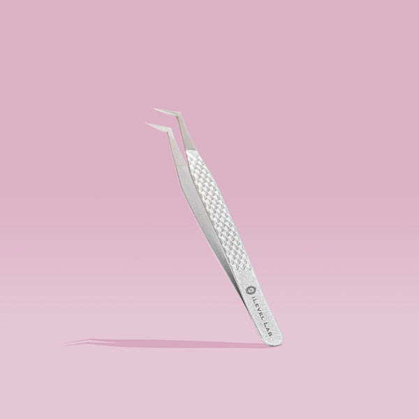 45 degree tweezers, 45 degree lash tweezers, 45 degree eyelash extension tweezers, mini hollywood tweezers, hollywood tweezers, volume lash pick up, isolation tweezer, lash extension tweezers, lash extensions tools, volume by hand tools, easy grip lash extension tweezers