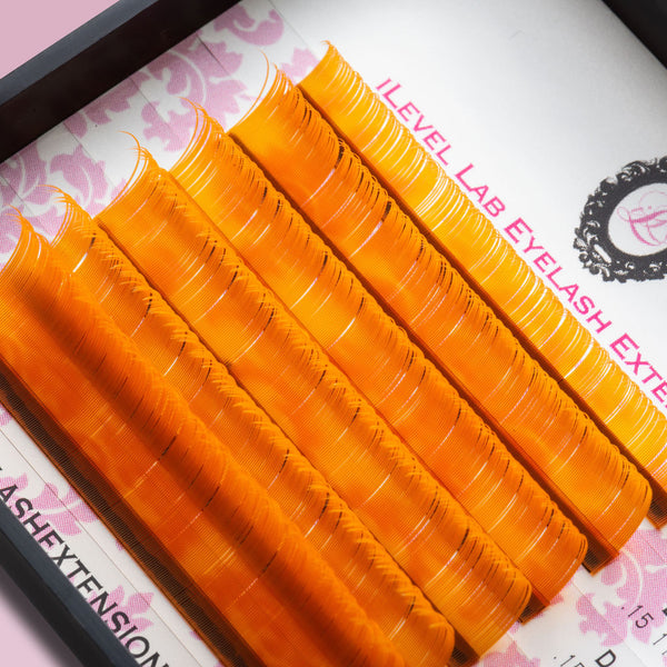 orange color lashes, orange lash extensions, orange color eyelash extensions, orange eyelash extensions, orange colour eyelashes, orange colour lash extensions, orange colour lashes